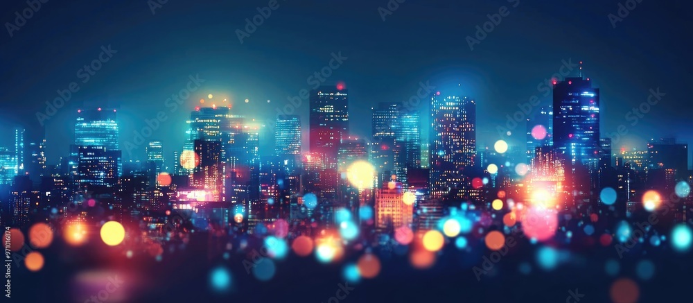 Fototapeta premium Abstract Night Cityscape Background Featuring Blurred Lights