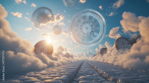 The clock, surrounded by ancient walls, immerses us in a world where time seems to slow down, and light gently refracts, reminding us of the inevitability of its flow.