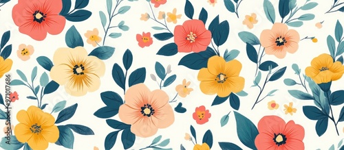 Wallpaper Mural Seamless Vintage Floral Pattern Botanical Drawing Flower Bunches Print Torontodigital.ca