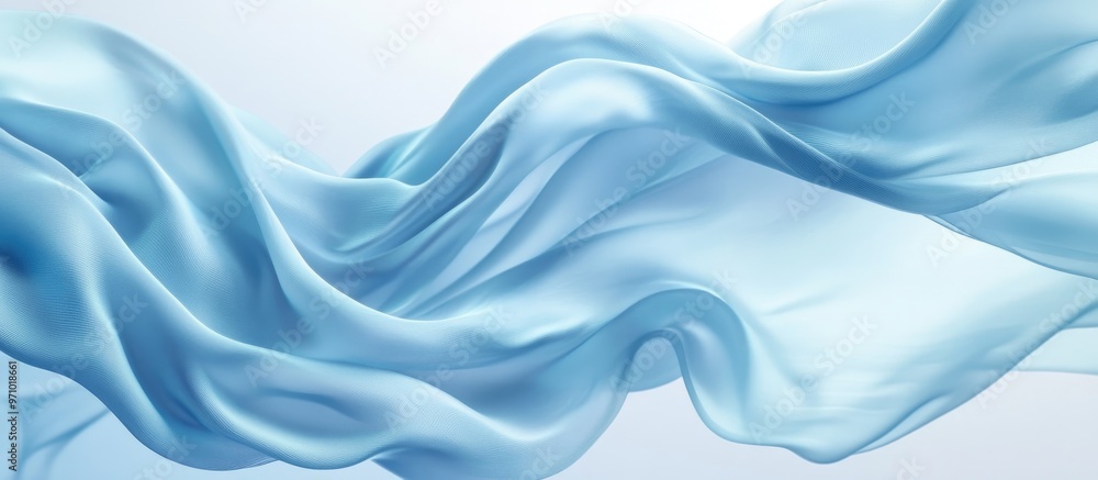Obraz premium Smooth Light Blue Silk Fabric Waves Flowing Background