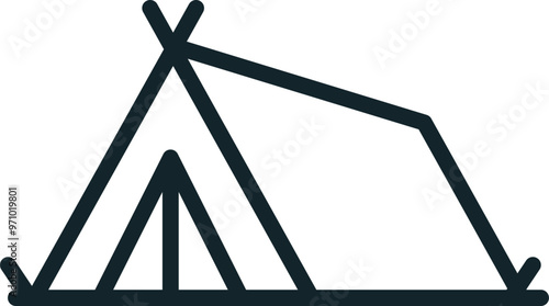 Minimalist camping tent icon representing outdoor adventure