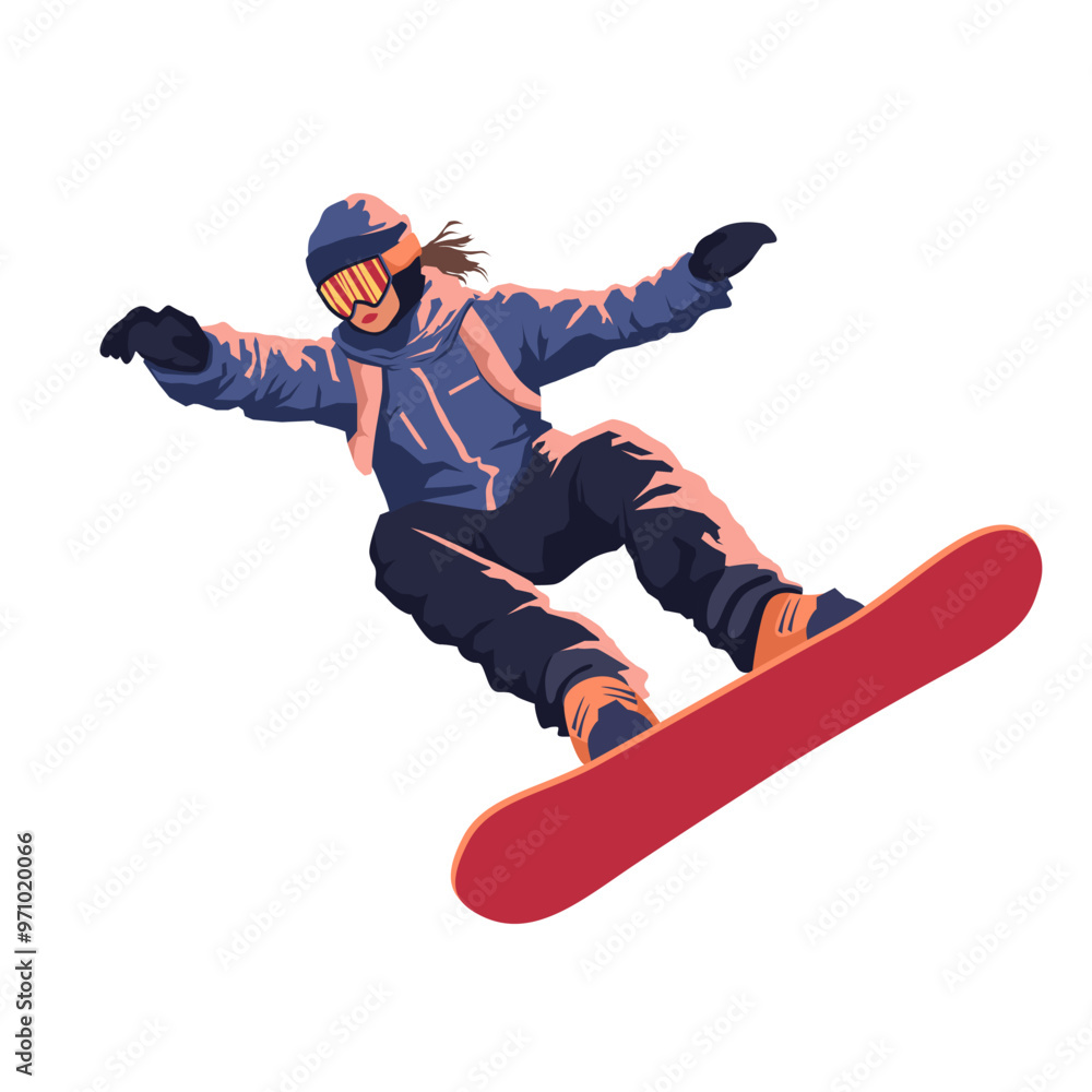 A snowboarder is captured in mid-air, gracefully executing a jump against a backdrop of snowy mountains and clear blue skies, highlighting freedom and adrenaline. A snowboarder is captured in mid-air, gracefully executing a jump against a backdrop of snowy mountains and clear blue skies, highlighting freedom and adrenaline.