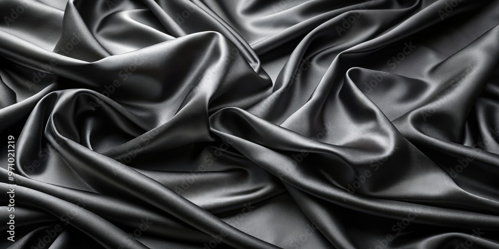Obraz premium Black silk fabric texture suitable for background, silk, black, fabric, texture, smooth, luxurious, elegant, dark, shiny