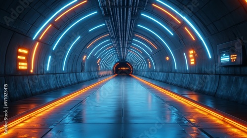 Dazzling Techno Style Tunnel with Glowing Lines and Vibrant Colors