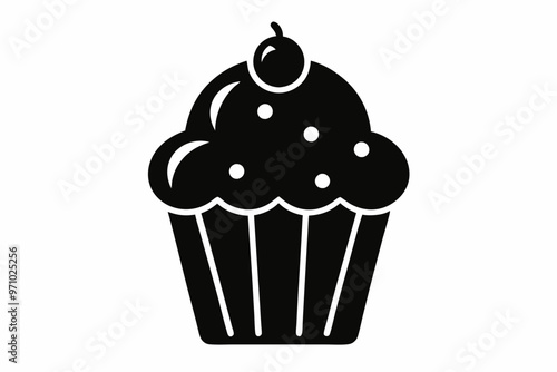 cupcake silhouette vector, white background