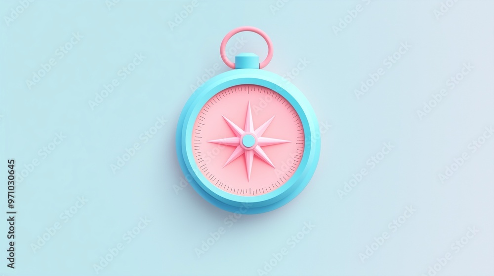 Pastel Blue and Pink Compass Illustration Pastel Blue and Pink Compass Illustration