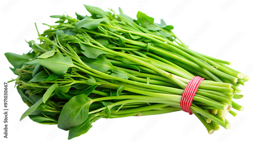 Water convolvulus or water spinach on transparent or white background. Water convolvulus or water spinach on transparent or white background.
