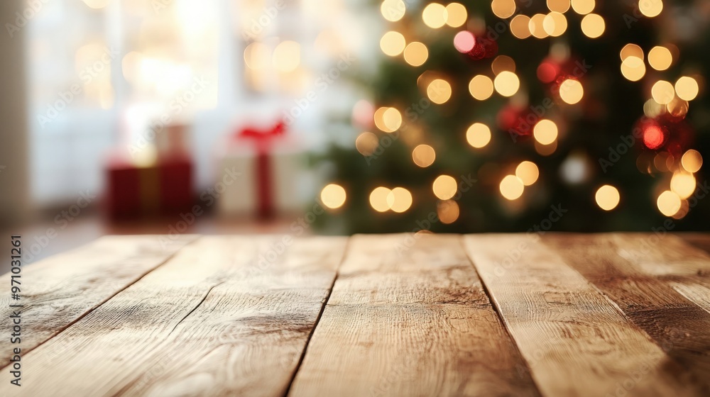 Christmas Tree With Illumination Near the Fireplace. Home Decor Christmas Tree With Illumination Near the Fireplace. Home Decor