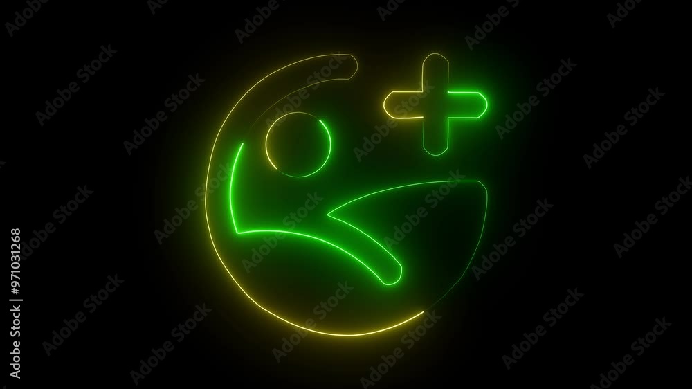 neon line green yellow glowing color photo upload icon animation. neon line green yellow glowing color photo upload icon animation.