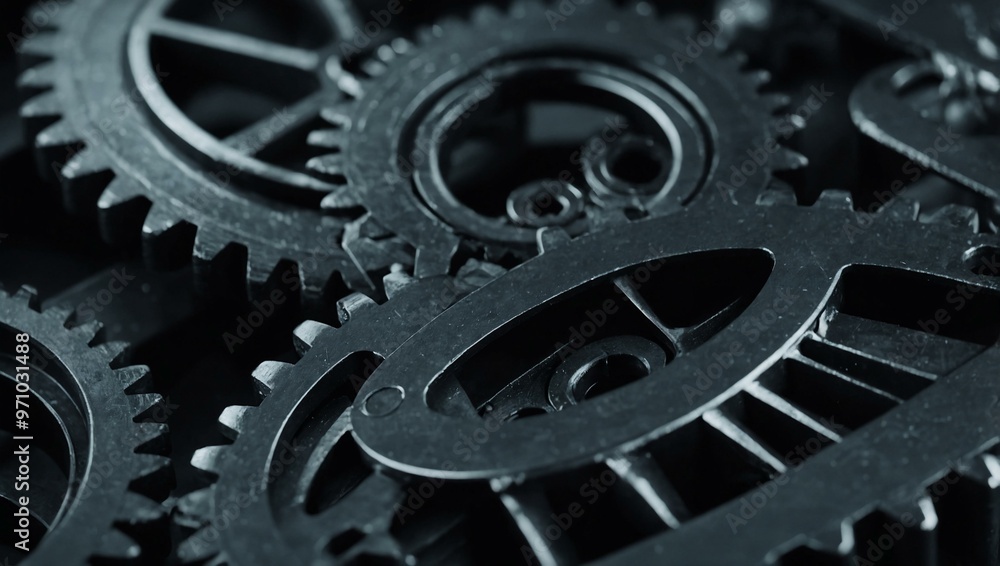 Black gear wheel icons for UI design. Black gear wheel icons for UI design.