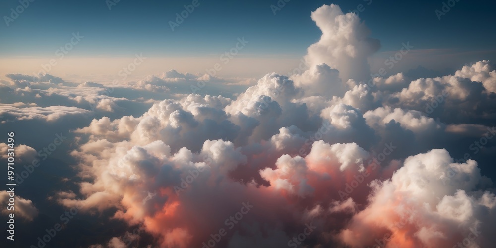 Aerial perspective of fluffy cloud formation. Aerial perspective of fluffy cloud formation.