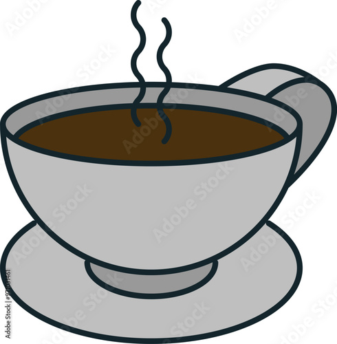 Steaming hot cup of coffee on saucer comforting flu symptoms