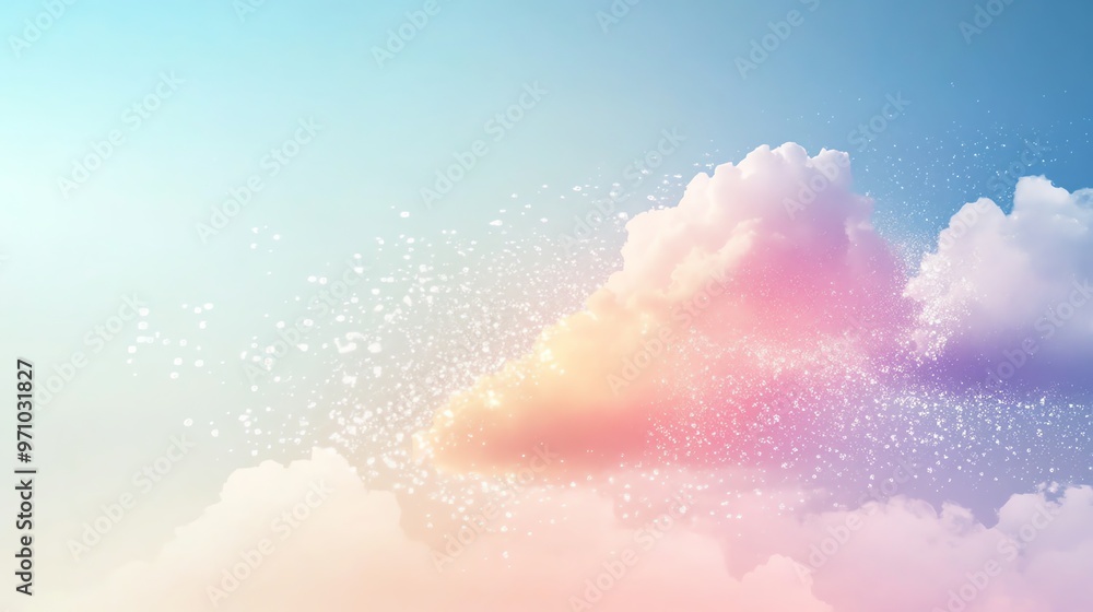 Abstract background with clouds and sparkles, in a soft gradient of pastel colors. Abstract background with clouds and sparkles, in a soft gradient of pastel colors.
