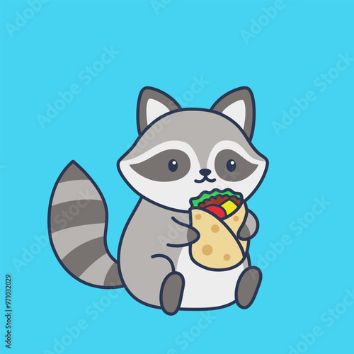 Cute Raccoon Cartoon Illustration Vector