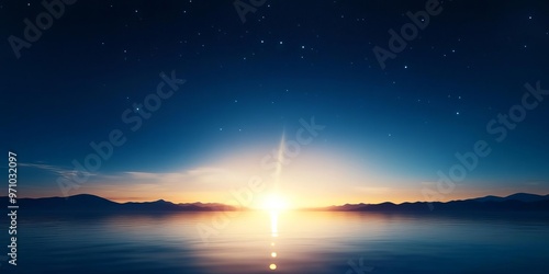 A serene evening sky with stars twinkling flat design, front view, night theme, 3D render, Splitcomplementary color scheme