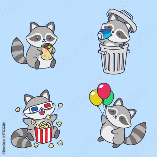 Cute Raccoon Cartoon Illustration Vector