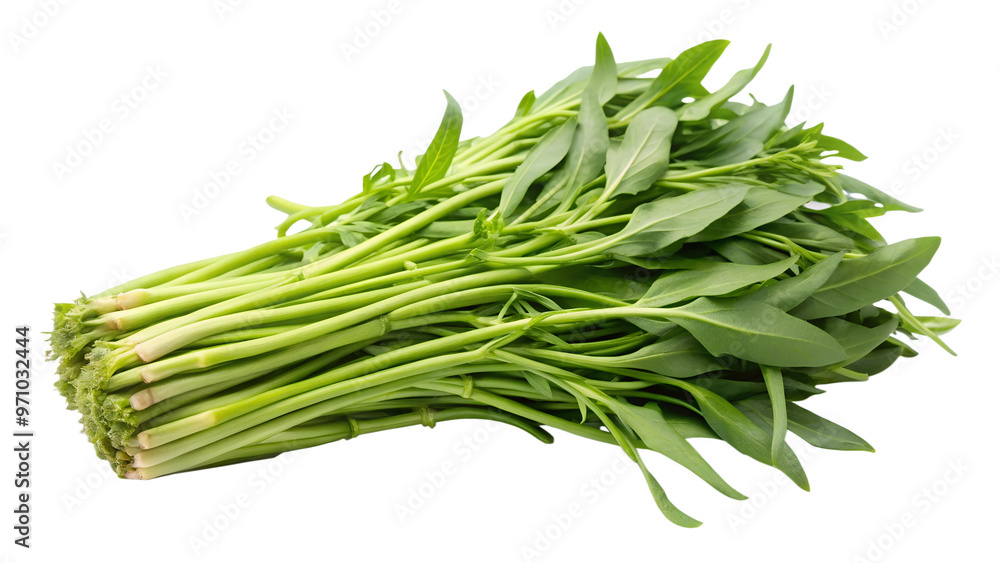 Water convolvulus or water spinach on transparent or white background. Water convolvulus or water spinach on transparent or white background.
