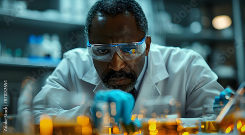 Laboratory Scientist Working with Chemical Solutions - Realistic Image