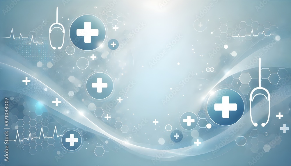 A clean, modern healthcare-themed design featuring white medical cross symbols and abstract waves, representing technology and wellness in a digital health environment. A clean, modern healthcare-themed design featuring white medical cross symbols and abstract waves, representing technology and wellness in a digital health environment.