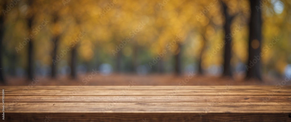empty wooden table and blurred autumn background. empty wooden table and blurred autumn background.