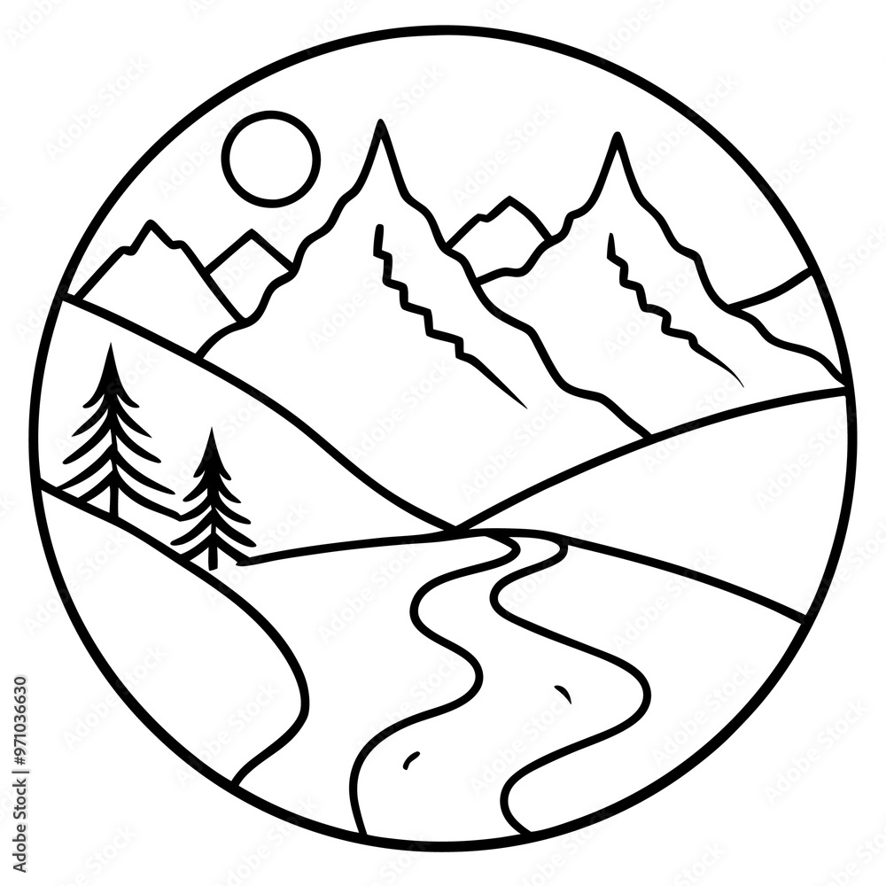 river mount outline coloring book page line art drawing river mount outline coloring book page line art drawing