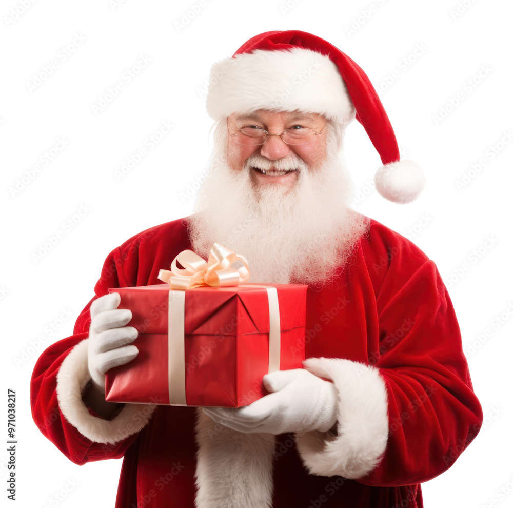 PNG Happy santa claus holding a gift christmas adult white background. PNG Happy santa claus holding a gift christmas adult white background.