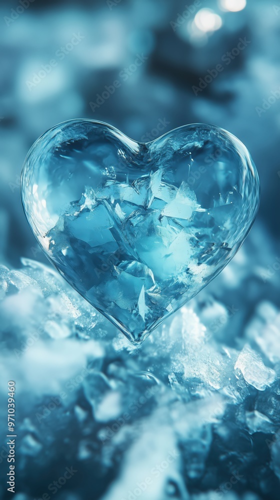 Hyperrealistic frozen heart of ice concept for winter design Hyperrealistic frozen heart of ice concept for winter design