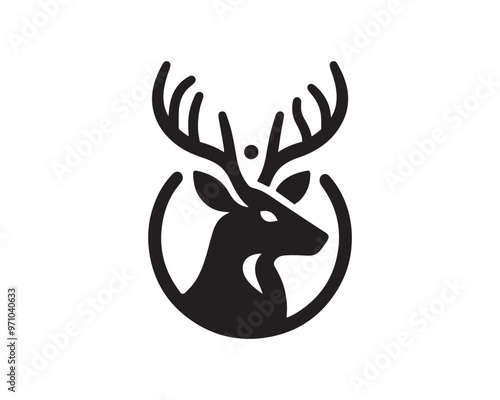 
Deer logo vector template. Deer head icon symbol vector illustration. Deer silhouette logo black and white.