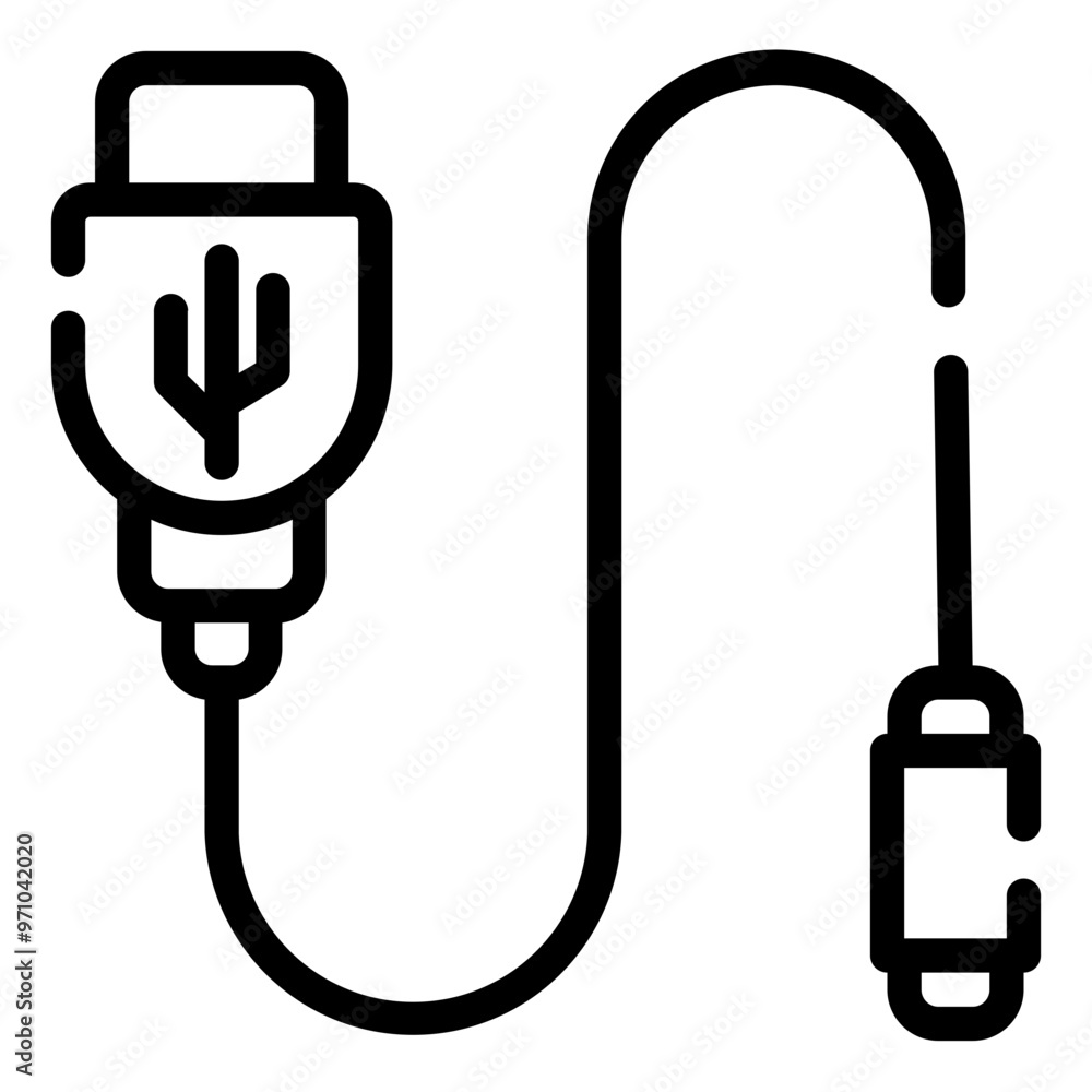 USB Cable Icon in Line Style USB Cable Icon in Line Style