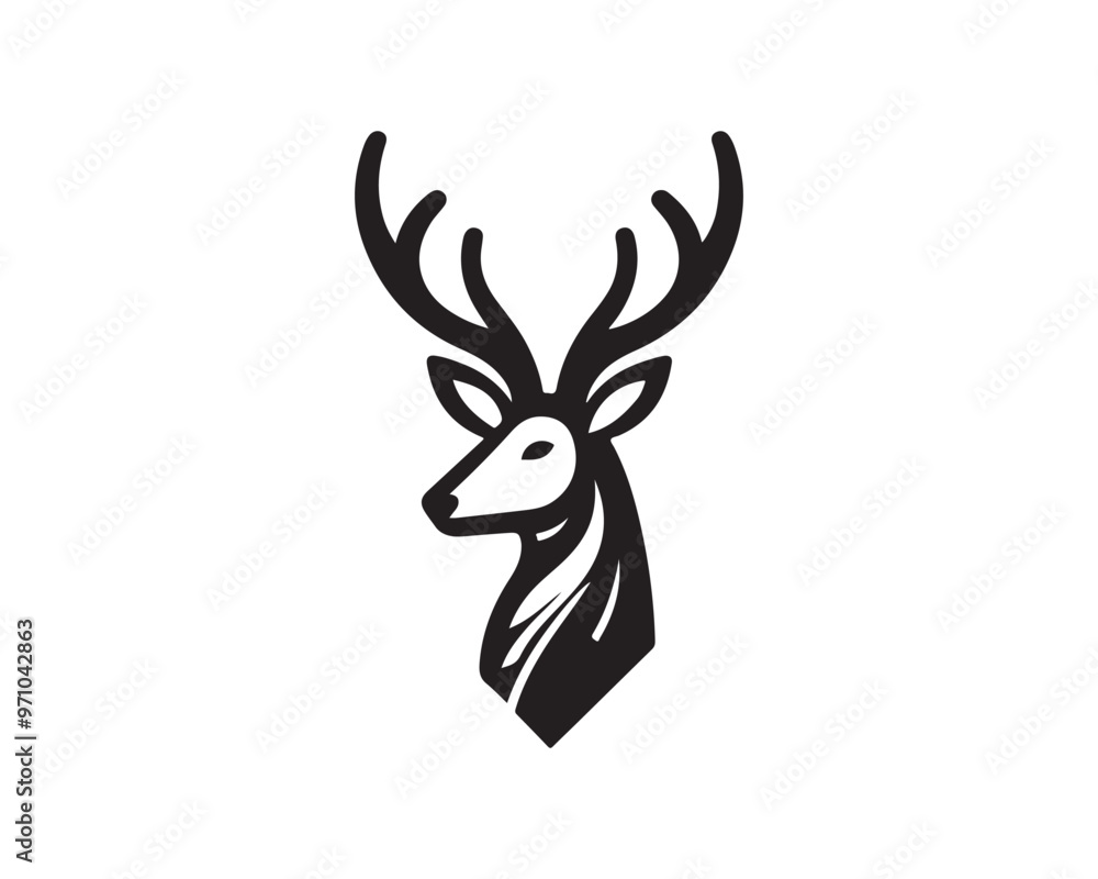 Deer logo vector template. Deer head icon symbol vector illustration. Deer silhouette logo black and white.
Deer logo vector template. Deer head icon symbol vector illustration. Deer silhouette logo black and white.