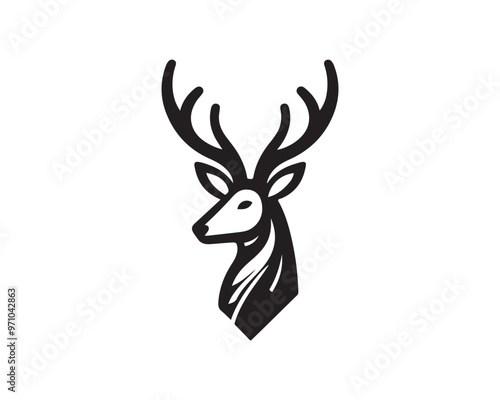 
Deer logo vector template. Deer head icon symbol vector illustration. Deer silhouette logo black and white.