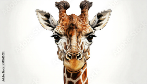  Close-up illustration of a giraffe's head – A detailed and clean illustration focusing _1(87) photo