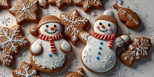 Traditional Christmas Cookies. Top View. New Year Wallpaper. Generated by AI.