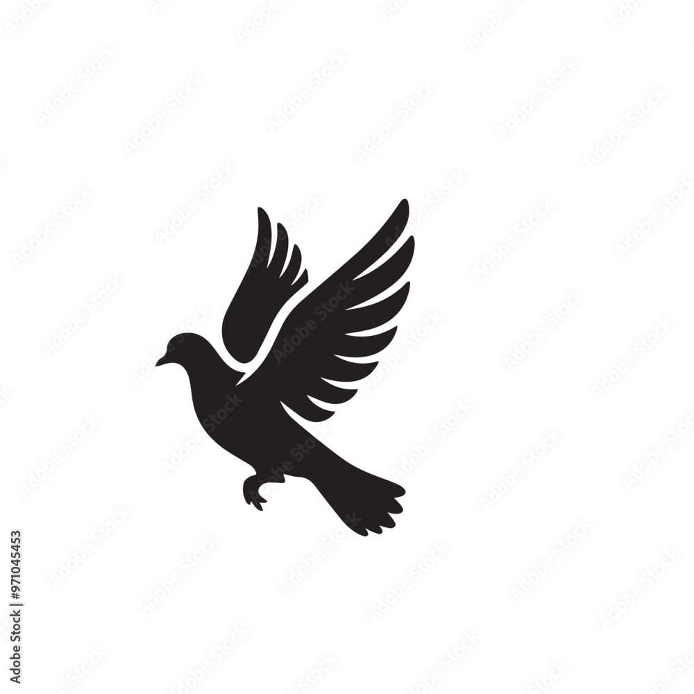 Fototapeta premium Pigeon bird silhouette. Pigeon logo, icon. Pigeon vector design isolated on white background.
