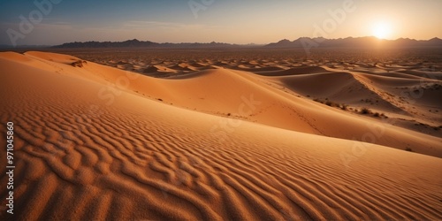 Fototapeta Naklejka Na Ścianę i Meble -  Panorama landscape of orange sand dune desert.