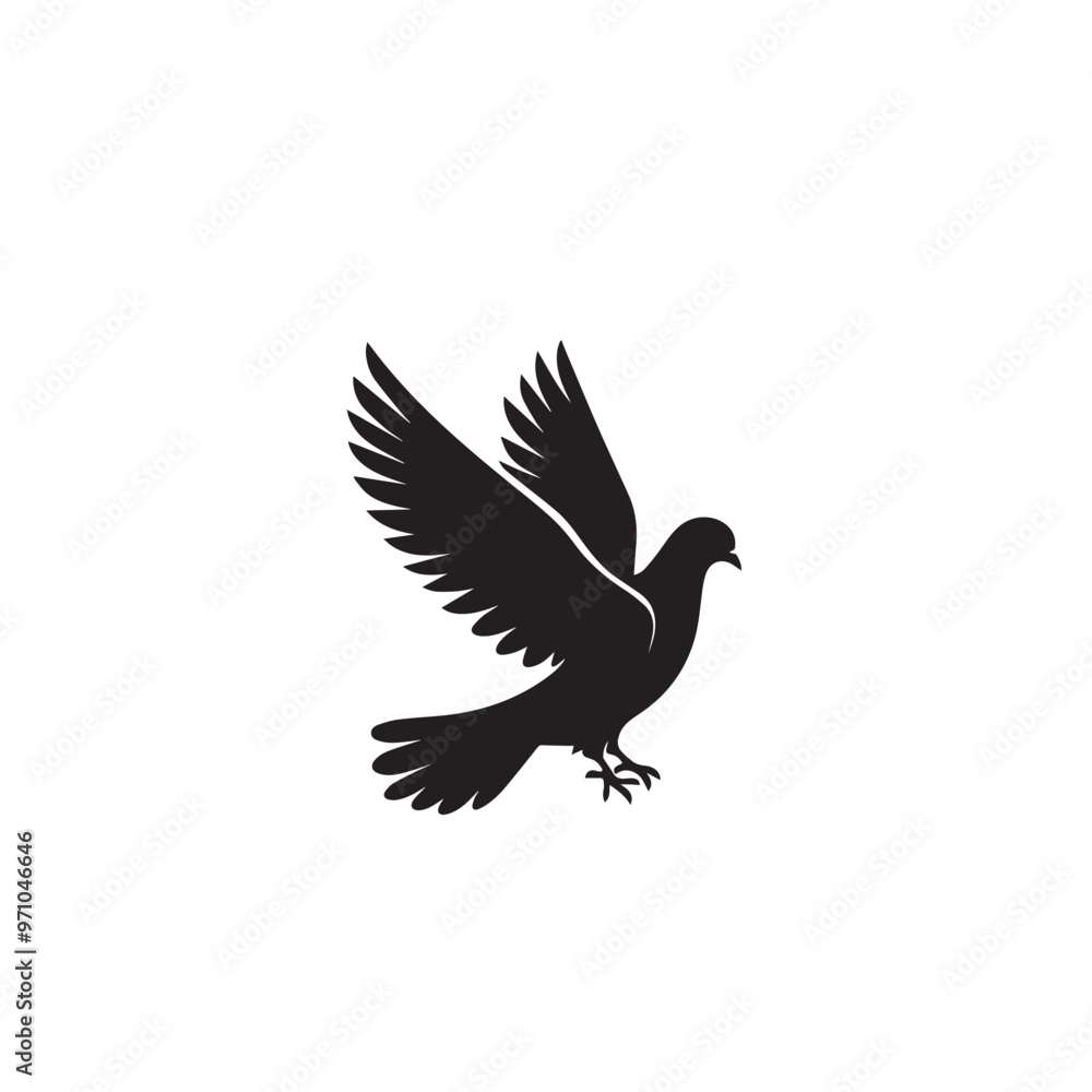 Fototapeta premium Pigeon bird silhouette. Pigeon logo, icon. Pigeon vector design isolated on white background.