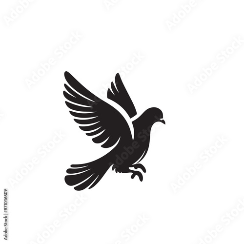 Pigeon bird silhouette. Pigeon logo, icon. Pigeon vector design isolated on white background.