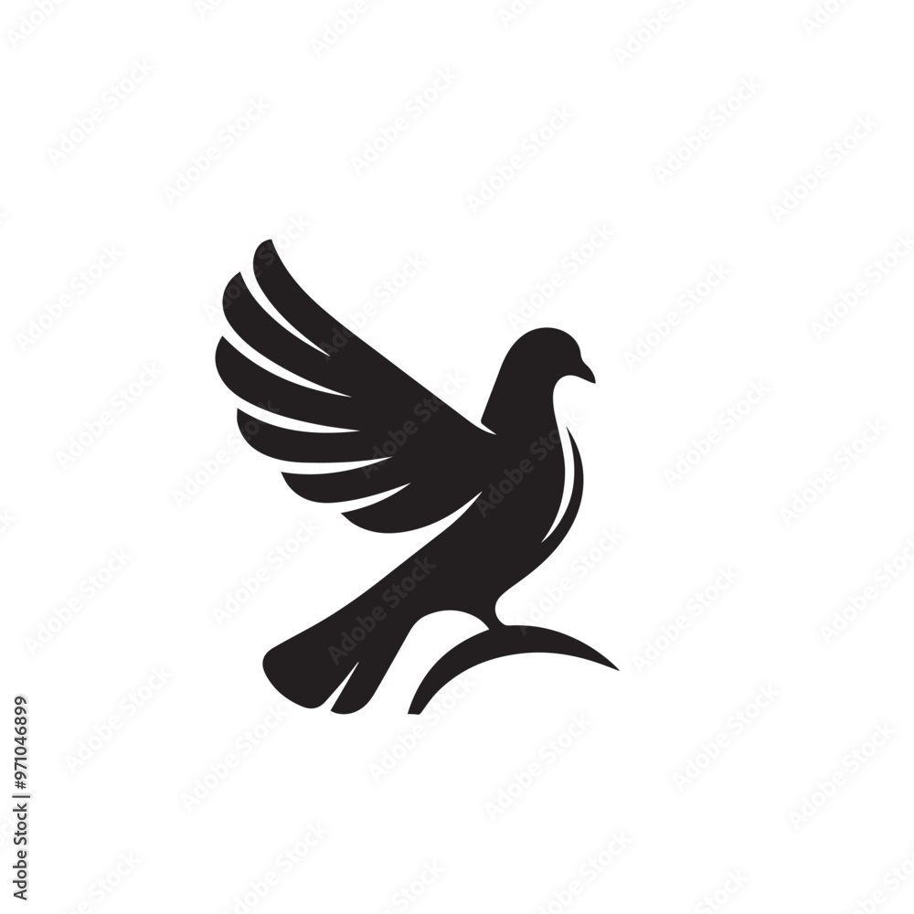 Fototapeta premium Pigeon bird silhouette. Pigeon logo, icon. Pigeon vector design isolated on white background.