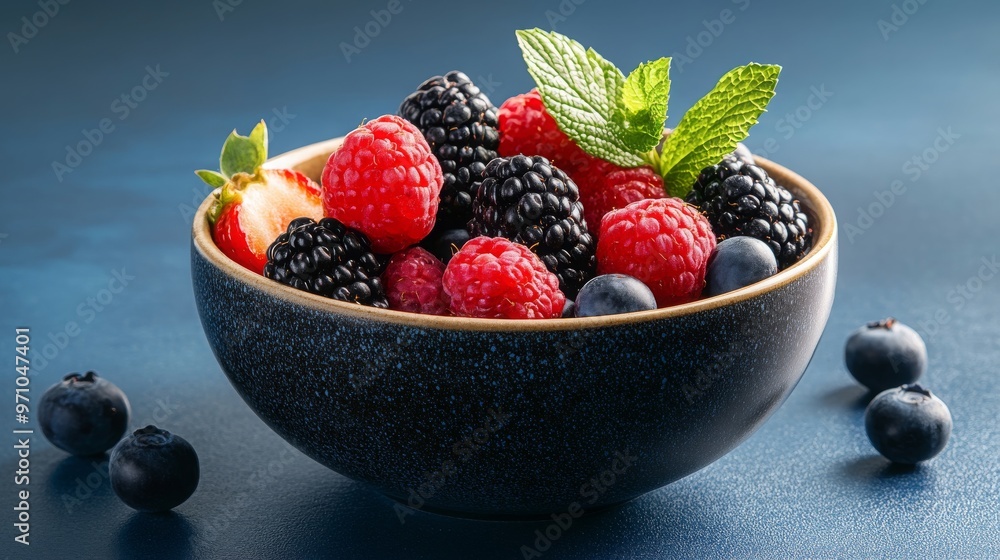 Fresh Blueberries Raspberries and Blackberries in Bowl Fresh Blueberries Raspberries and Blackberries in Bowl