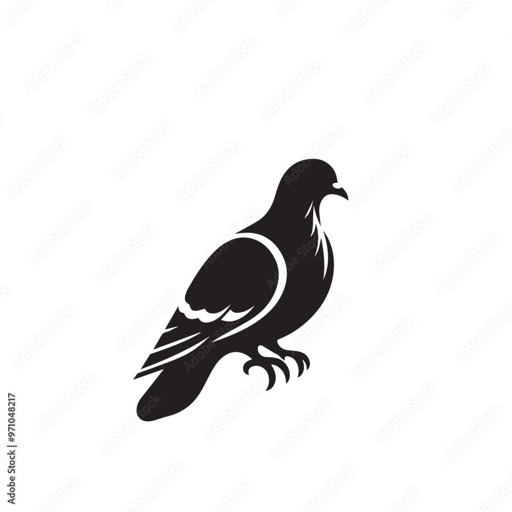 Fototapeta premium Pigeon bird silhouette. Pigeon logo, icon. Pigeon vector design isolated on white background.