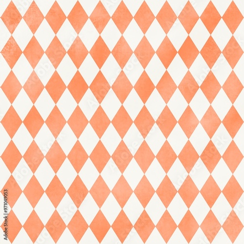 A seamless vintage orange and white diamond pattern is on a white background. Perfect for creating digital designs, scrapbooking, or as wallpaper.