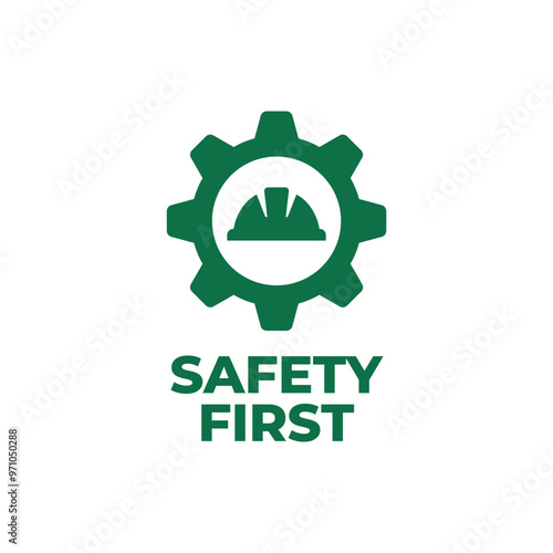 Safety first sign logo design for safety workplace factory manufacture banner.