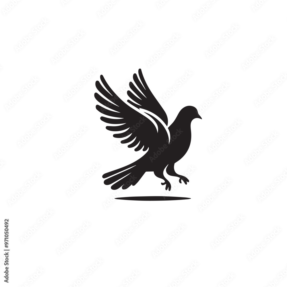 Fototapeta premium Pigeon bird silhouette. Pigeon logo, icon. Pigeon vector design isolated on white background.