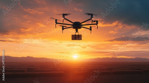 Drone Delivery Sunset Landscape