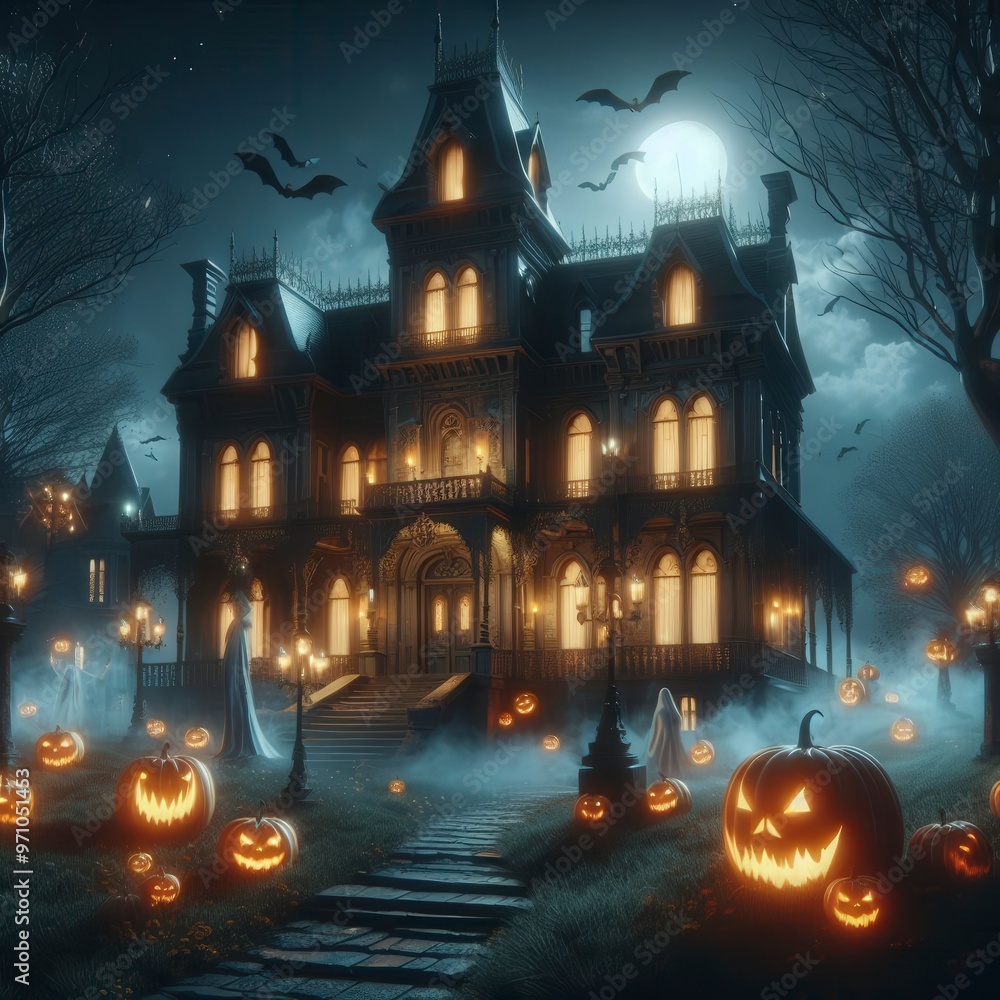 halloween background with castle halloween background with castle