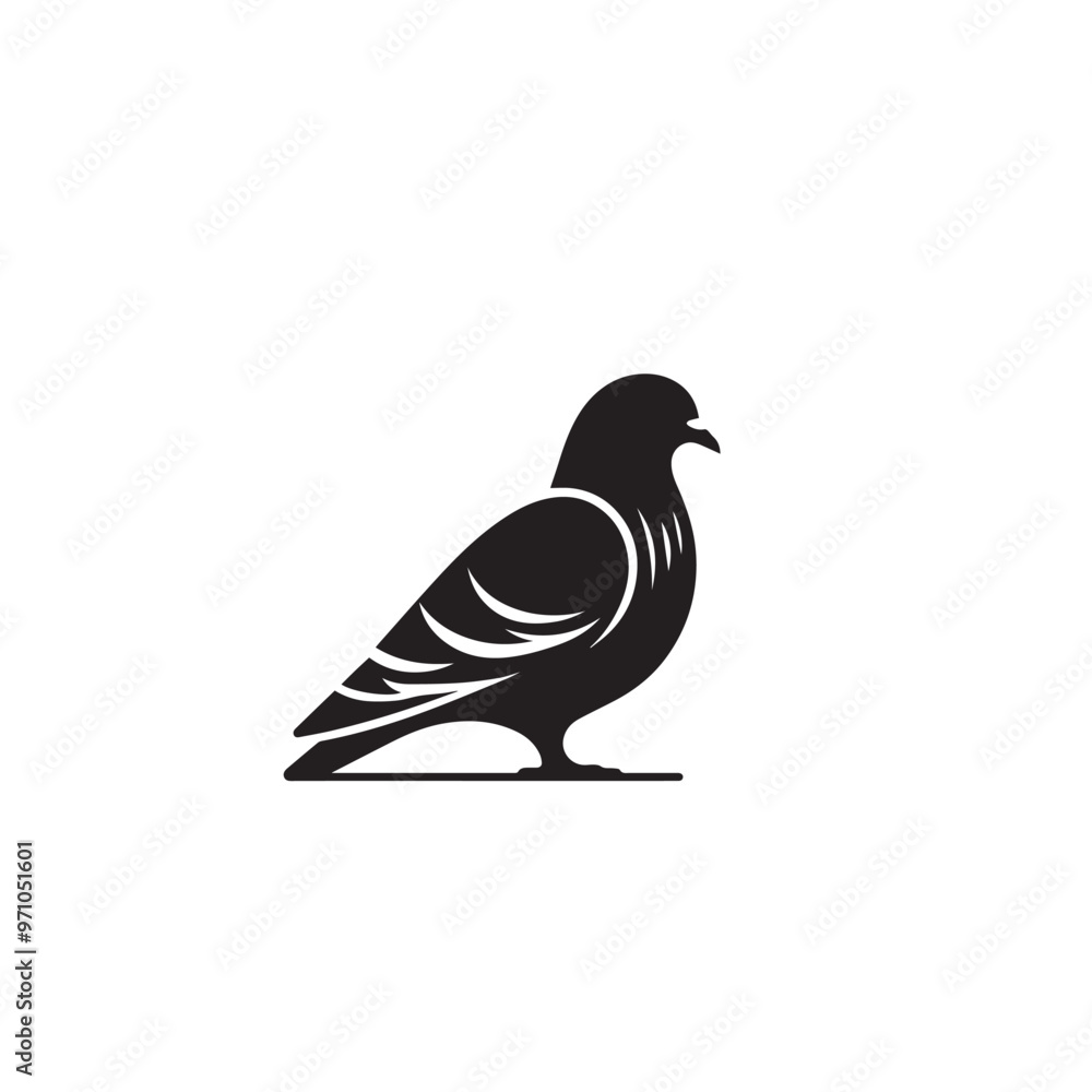 Fototapeta premium Pigeon bird silhouette. Pigeon logo, icon. Pigeon vector design isolated on white background.