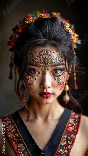 Chinese makeup face decoration portrait traditional modern