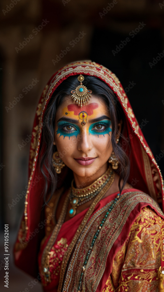 Indian modern face woman fashion portrait decoration Indian modern face woman fashion portrait decoration