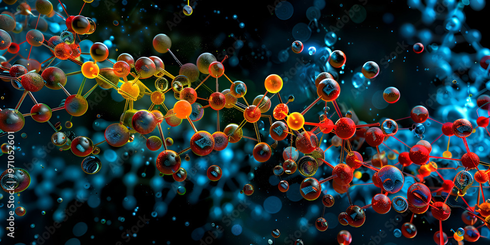 custom made wallpaper toronto digital"Molecular Structure in Abstract 3D Rendering"| "Colorful Molecule Model Representing Scientific Innovation"
