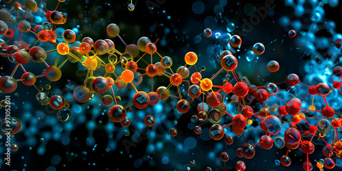 Wallpaper Mural "Molecular Structure in Abstract 3D Rendering"| "Colorful Molecule Model Representing Scientific Innovation" Torontodigital.ca